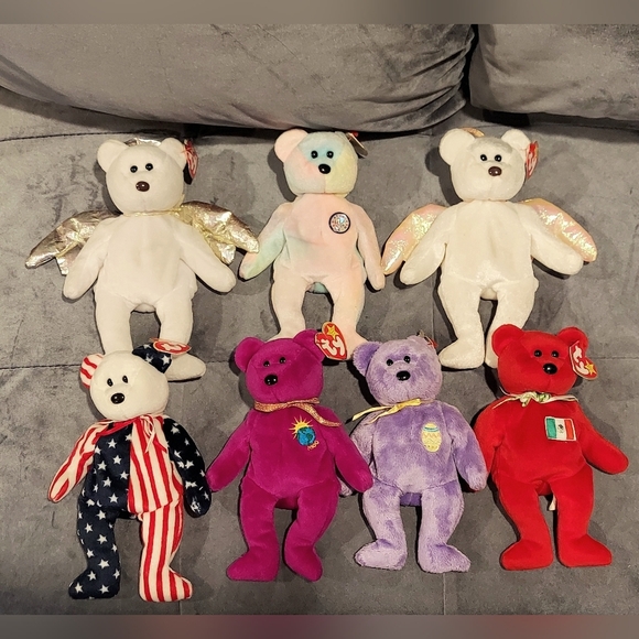 NWT VINTAGE TY TOYS RETIRED BEANIE BABIES ALL BEARS BUNDLE OF 7 RARE COLLECTIBLE - Picture 1 of 9